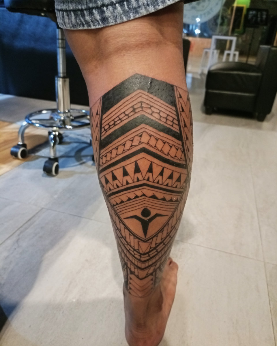 Anahata Ink Tattoo Kuta Bali - Half Leg Maori Tattoo