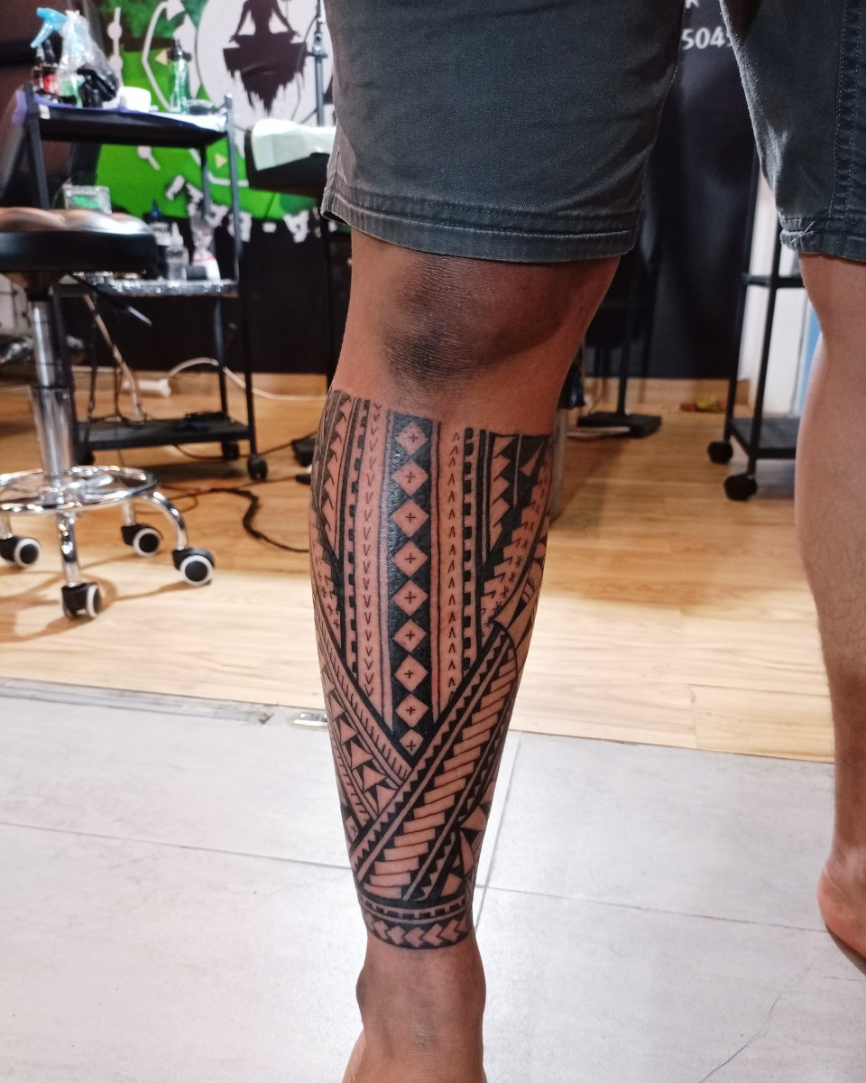 Anahata Ink Tattoo Kuta Bali - Half Leg Sleeve Maori Tattoo
