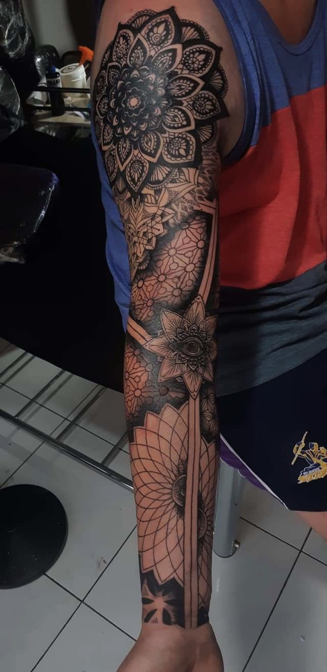 Anahata Ink Tattoo Kuta Bali - Full Sleeve Mandala Tattoo