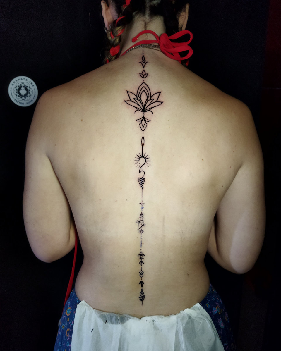 Anahata Ink Tattoo Kuta Bali - Fineline Spine Tattoo for Hayley
