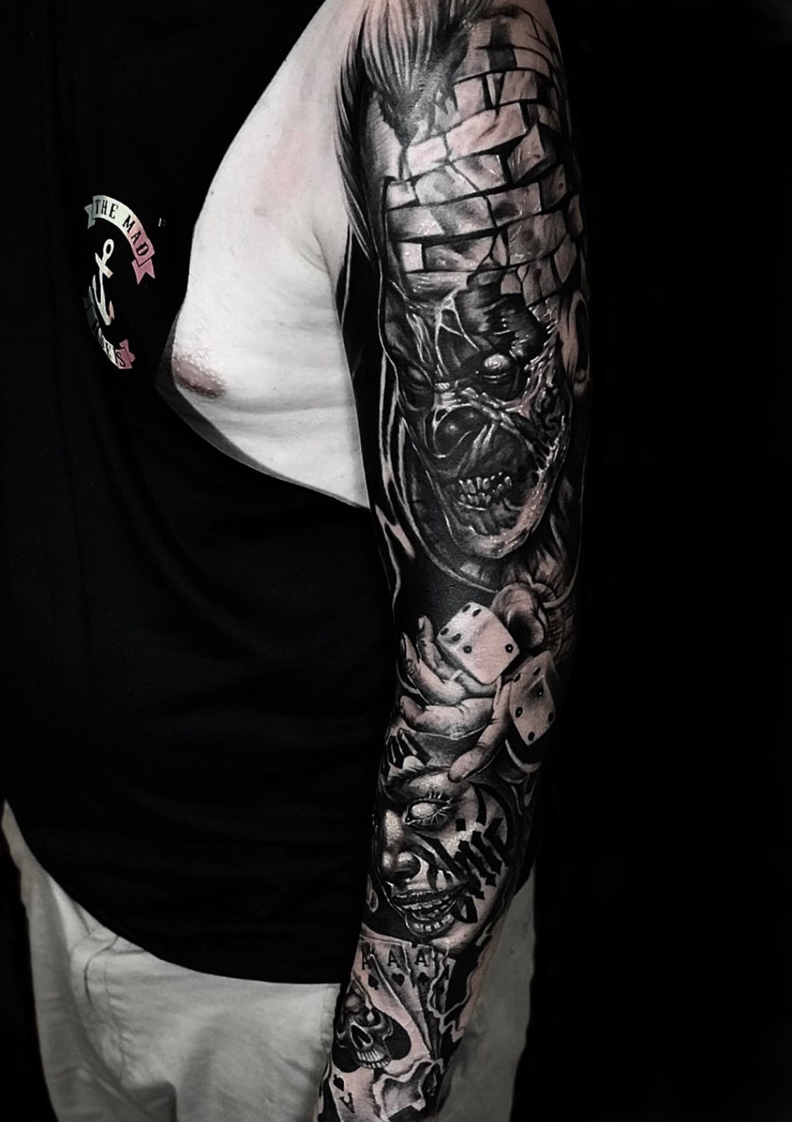 Anahata Ink Tattoo Kuta Bali - Full Sleeve Nacro Style Black Tattoo Project