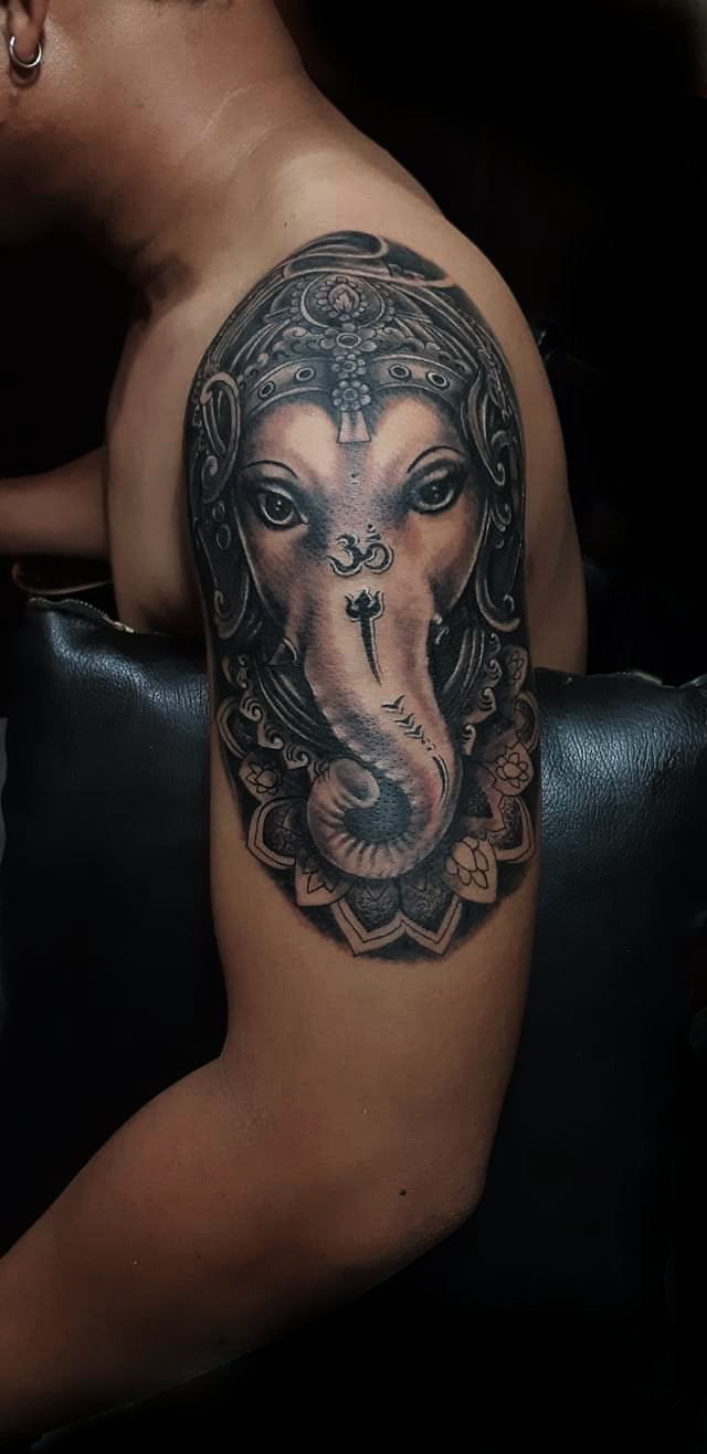 Anahata Ink Tattoo Kuta Bali - Quarter Sleeve Lord Ganesh Tattoo