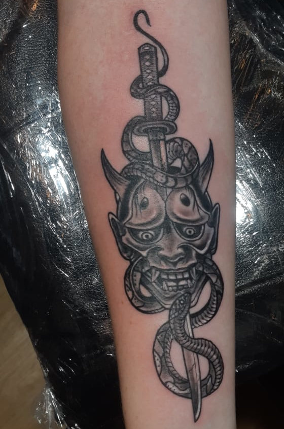 Anahata Ink Tattoo Kuta Bali - Medium Sword Devil Tattoo