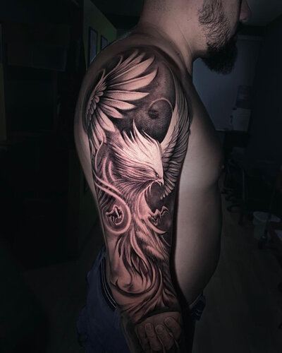 Anahata Ink Tattoo Kuta Bali - Full Arm Sleeve Phoenix Tattoo