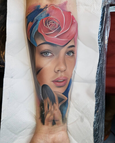 Anahata Ink Tattoo Kuta Bali - Quarter Arm Sleeve Full Color Beautiful Girl Surealism Tattoo