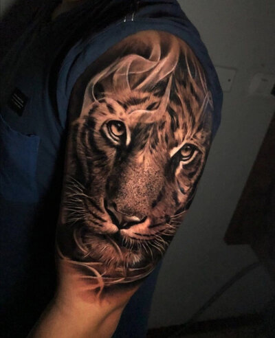 Anahata Ink Tattoo Kuta Bali - Upper Arm Tiger Tattoo